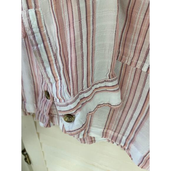 Aeropostale Shirt Cropped Button Down Striped Pink Relaxed Fit Size Small - Picture 8 of 9